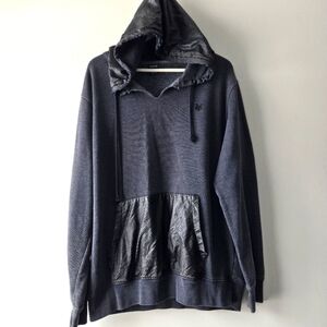 Zoo York Men's 90s Grunge Pullover Sweatshirt Faux Leather Hood Large